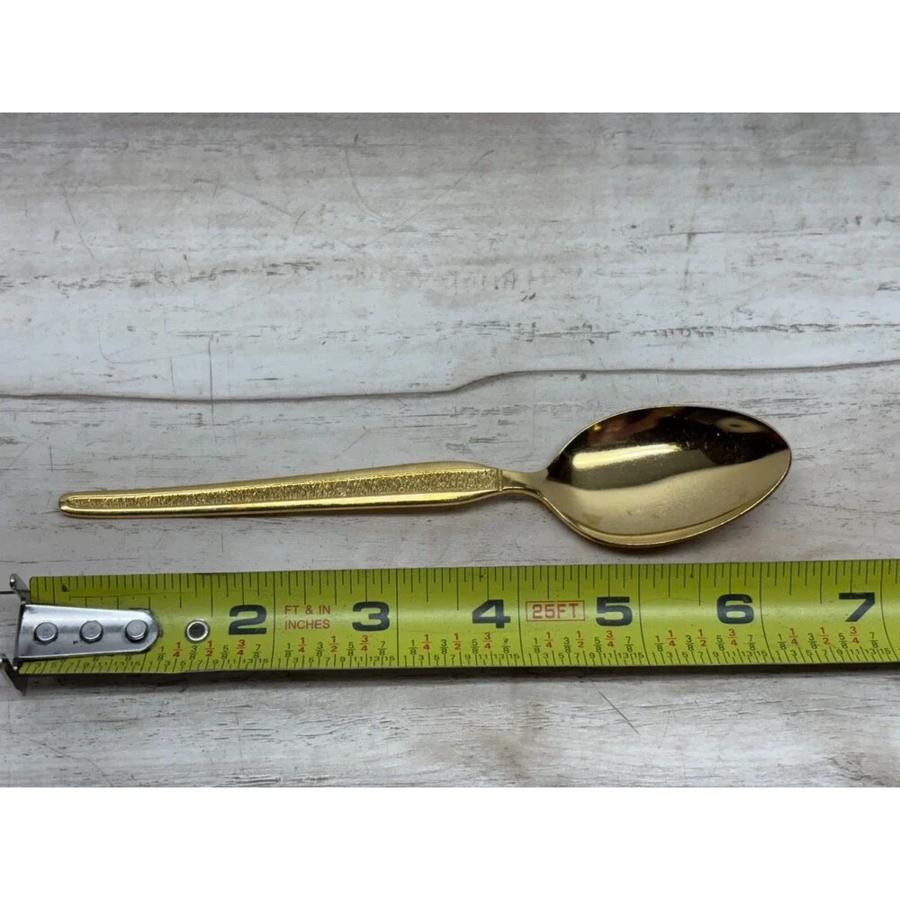 Vtg Royalton 7 Gold Tone Tea Spoon Set Of 4
